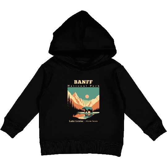 Vintage Retro Canadian Banff National Park Kids Pullover Hoodies