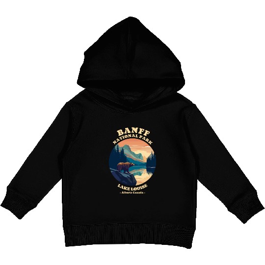 Vintage Retro Canadian Banff National Park Kids Pullover Hoodies