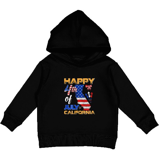 Independence Day Happy 4th July California USA Kids Pullover Hoodies