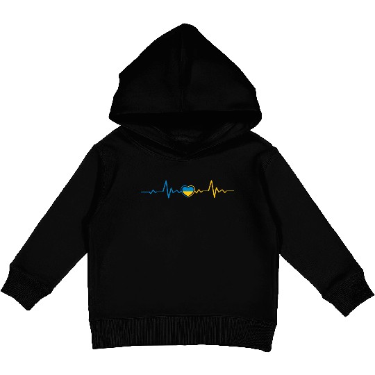 Ukrainian Flag Ukraine Heartbeat Ukrainian Herzsch Kids Pullover Hoodies