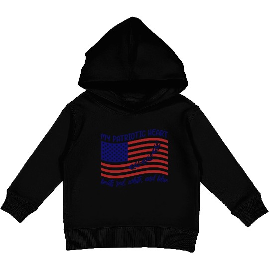 My patriotic heart beats red white and blue Kids Pullover Hoodies