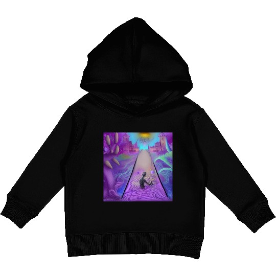 Psychedelic imagination Who am I, where am I? Kids Pullover Hoodies