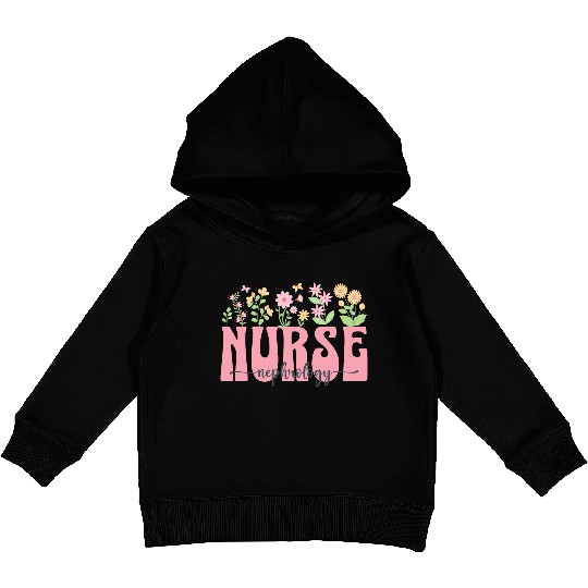 Groovy Nephrology Nurse Flowers Design Kids Pullover Hoodies