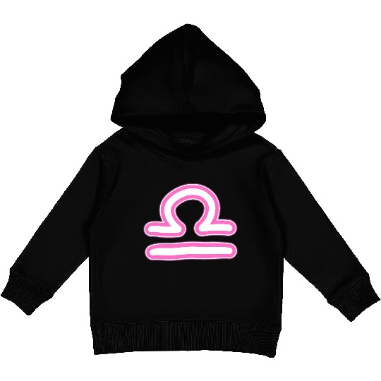 Libra Zodiac Sign Neon Pink Kids Pullover Hoodies