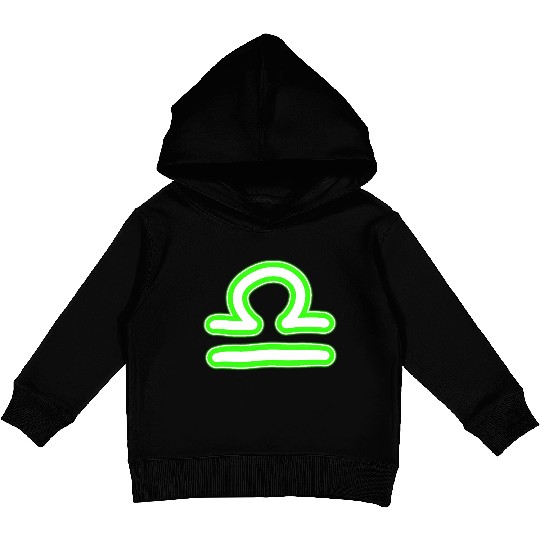 Libra Zodiac Sign Neon Green Kids Pullover Hoodies