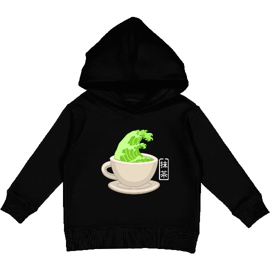 Matcha Latte Great Green Tea Wave Kids Pullover Hoodies