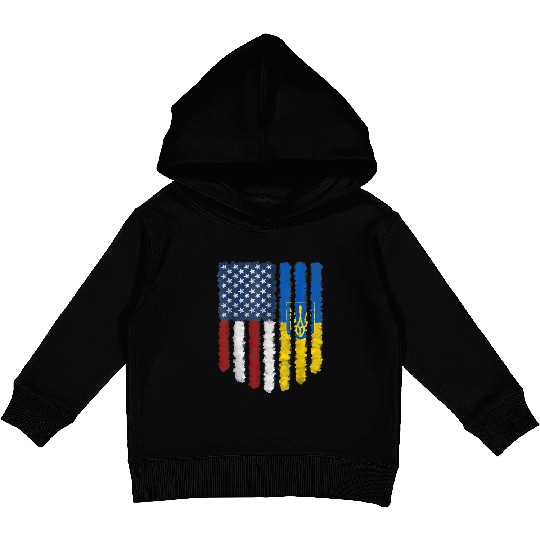 Ukrainian American Flag Ukraine Usa America Roots Kids Pullover Hoodies