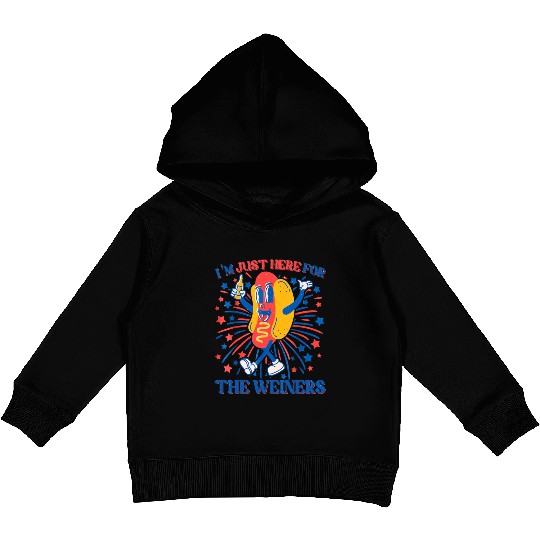 I'm Just Here For The Wieners Kids Pullover Hoodies