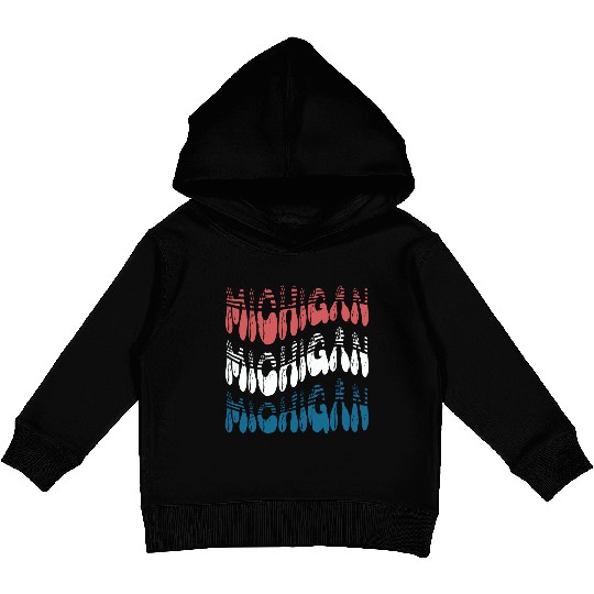 Michigan Red White Blue Cute Groovy Kids Pullover Hoodies