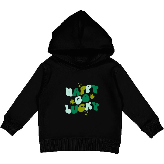 Happy Go Lucky St Patrick'S Day Shamrock Kids Pullover Hoodies