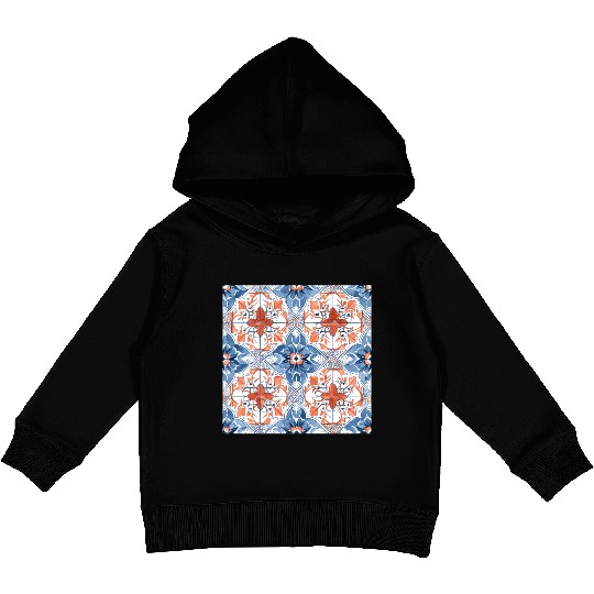 Floral Detailed Summer Tile Collection 01 Kids Pullover Hoodies
