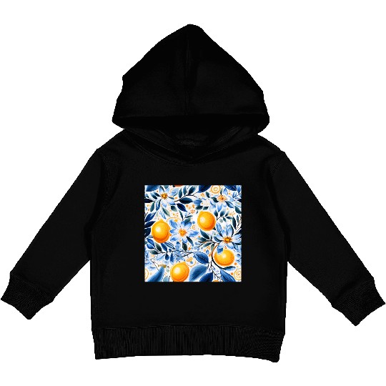 Yellow Lemon Floral Detailed Summer Collection 01 Kids Pullover Hoodies
