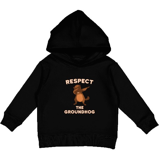 Dabbing Groundhog Day Respect the Groundhog Funny Kids Pullover Hoodies
