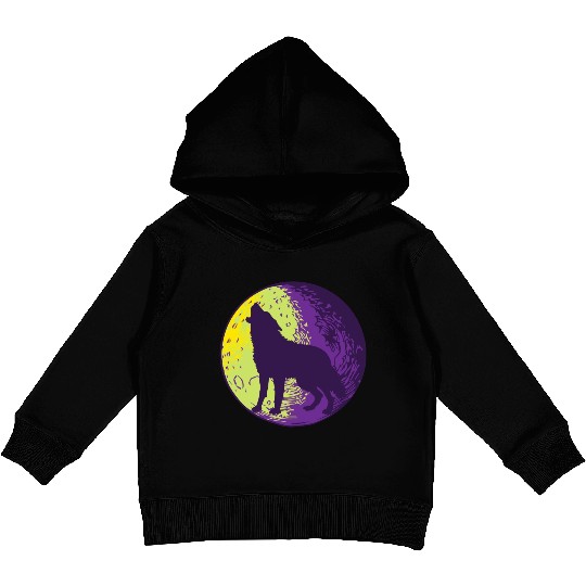 Howling wolf in the moon cool Kids Pullover Hoodies