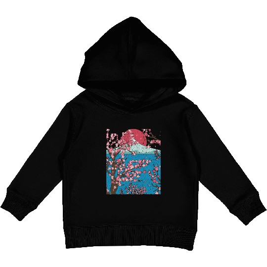 Japan cherry blossom gift sunset sakura Kids Pullover Hoodies