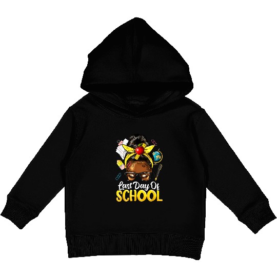 Teacher Black Afro African American Women Last Day Kids Pullover Hoodies