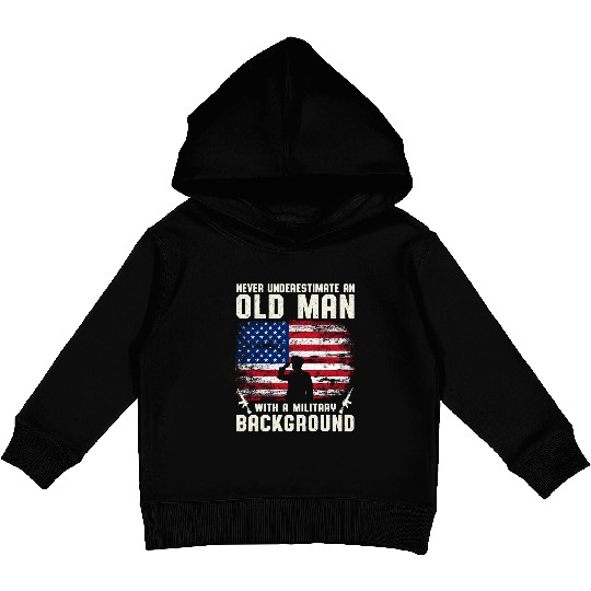 Never Underestimate An Old Man US Army Veteran Kids Pullover Hoodies