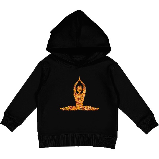Autumn yoga in the splendour of leaves Kids Pullover Hoodies
