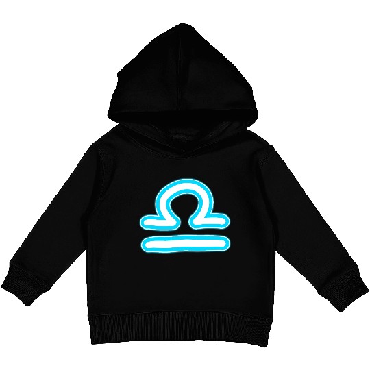 Libra Zodiac Sign Neon Blue Kids Pullover Hoodies