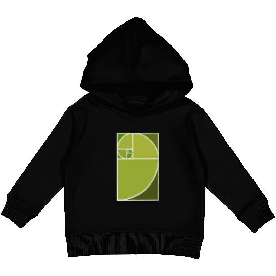Olive Green Fibonacci Spiral Kids Pullover Hoodies