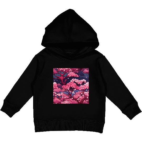 Anime Euphoria: Fantasy Cherry Blossom Dreamscape Kids Pullover Hoodies