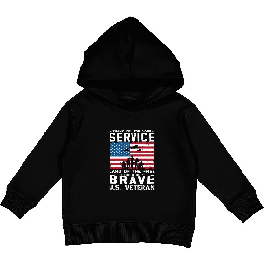 US Army Veteran Land Of The Free Kids Pullover Hoodies
