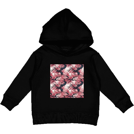 Anime Euphoria: Fantasy Cherry Blossom Dreamscape Kids Pullover Hoodies