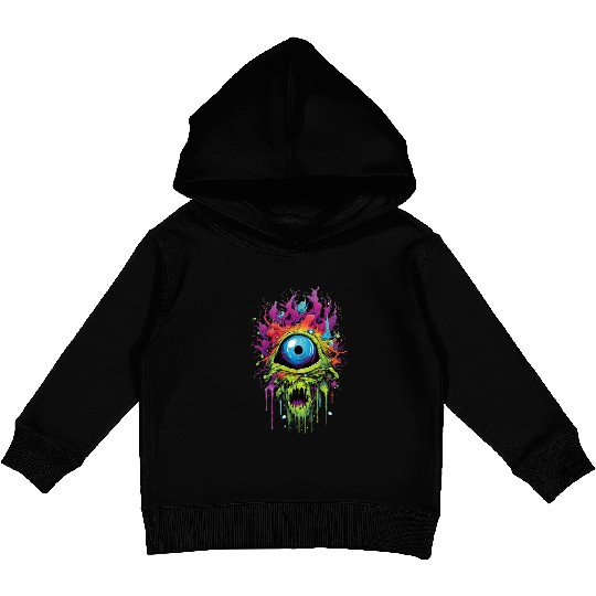 Horror eye, scary zombie Kids Pullover Hoodies
