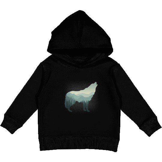 Lone Wolf Survives The Mountain Kids Pullover Hoodies