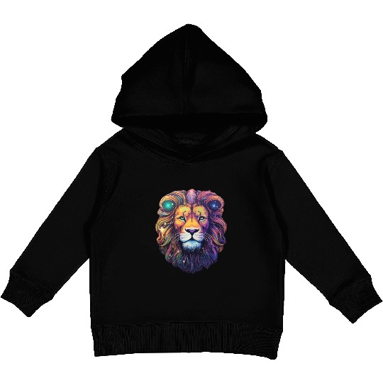 Lion Celestial - Celestial Serenity Kids Pullover Hoodies