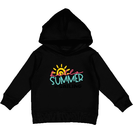 Hello Summer Sailing Kids Pullover Hoodies