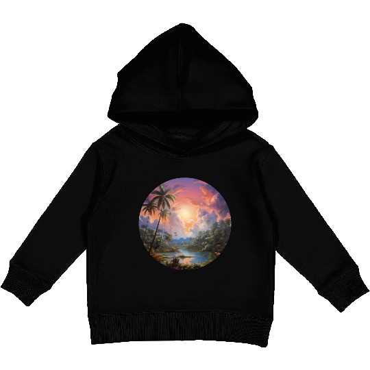 Paradise Scene - Magic Realism Kids Pullover Hoodies