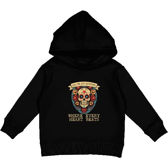 Dia De Los Muertos Sugar Skull Mexican Holiday Kids Pullover Hoodies