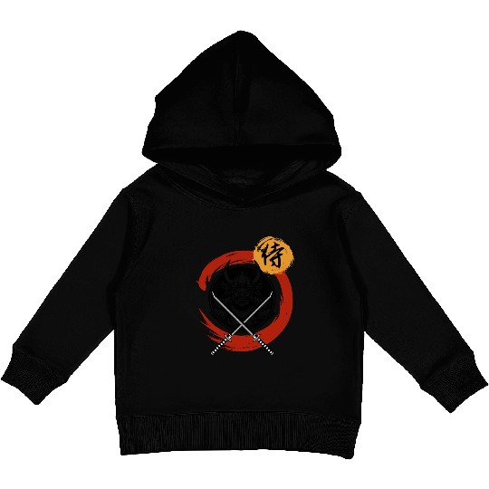 Samurai Warrior with Swords Kids Pullover Hoodies