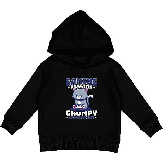 Gaming, Gaming, Video Game, Grumpy Cat Gamer Kids Pullover Hoodies