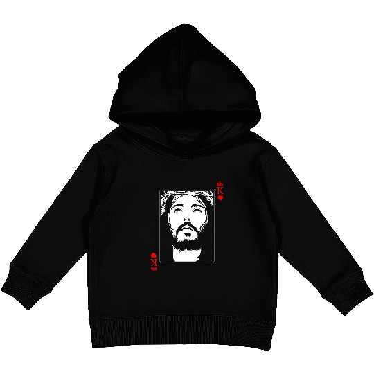 Jesus Is King Jesus King Of Hearts Card Christian Kids Pullover Hoodies