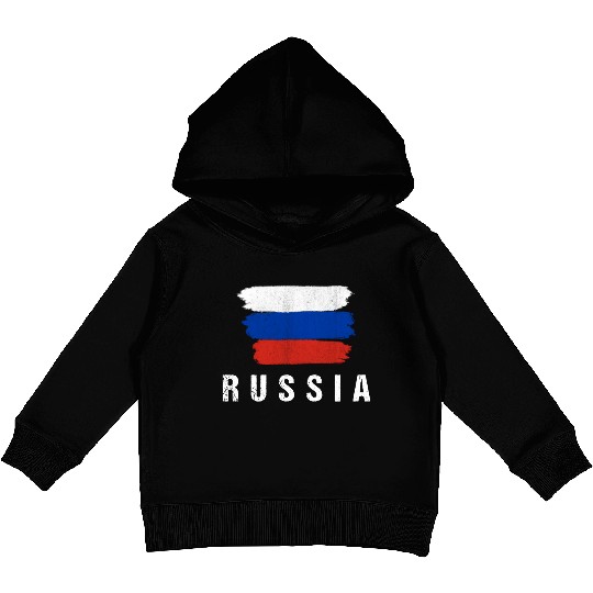 Painted Russia Flag Russian Flag Fan Kids Pullover Hoodies
