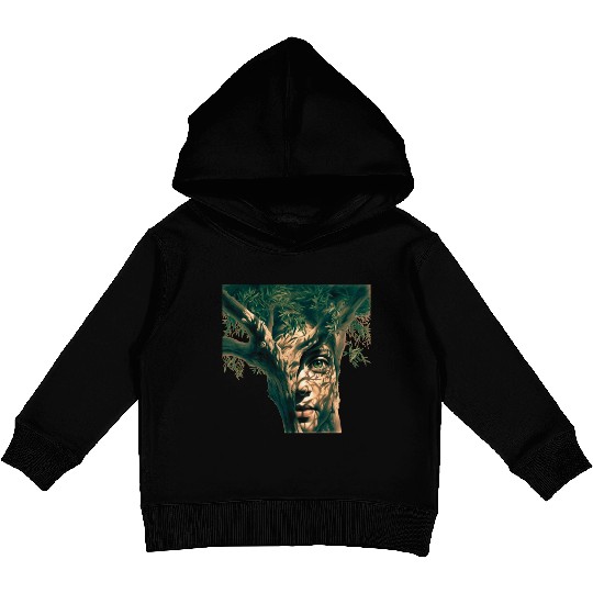 Olive tree and face Kids Pullover Hoodies