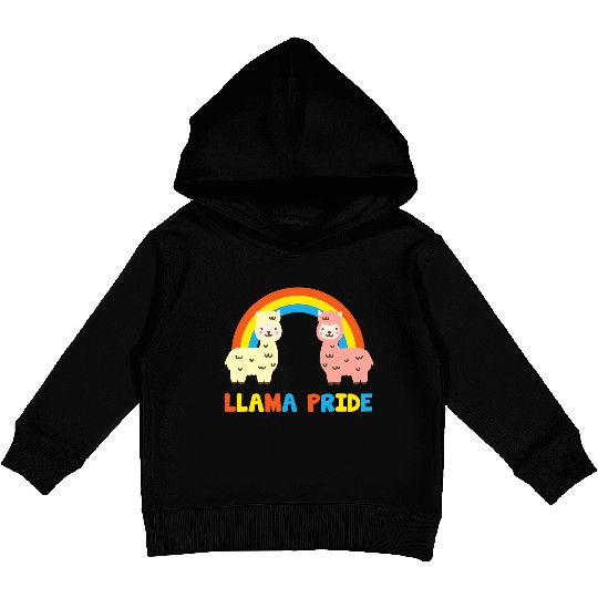 Llama Pride Alpaca Gay Fun Sweet Rainbow Kids Pullover Hoodies