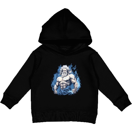Zeus' Thunderbolt: Godly Gym Dominance Kids Pullover Hoodies
