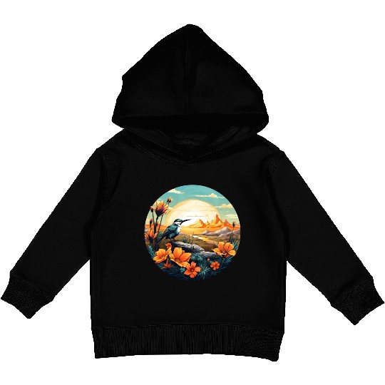 Beautiful Bird And Orange Morning Sunrise Kids Pullover Hoodies
