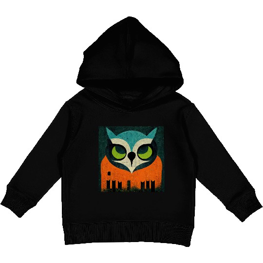 Mod Owl: Teal-Headed Owl Kids Pullover Hoodies