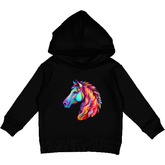 Psychedelic Horse Head Gallop Equine Equestrian Kids Pullover Hoodies