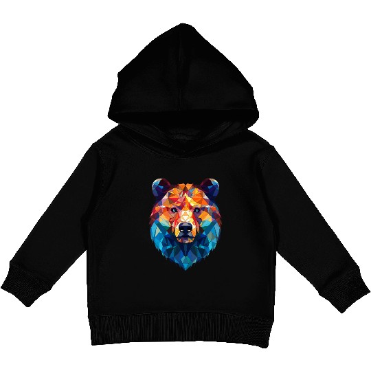 Wild Psychedelic Bear Geometric Vibrant Kids Pullover Hoodies