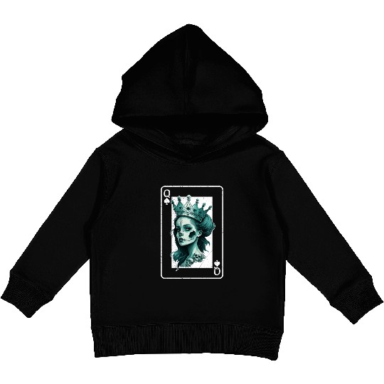 Poker Card Game Creepy Queen of Spades Gothic Kids Pullover Hoodies