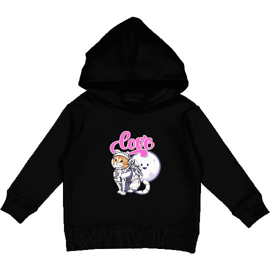 Astronaut Cat Love The Moon Kids Pullover Hoodies