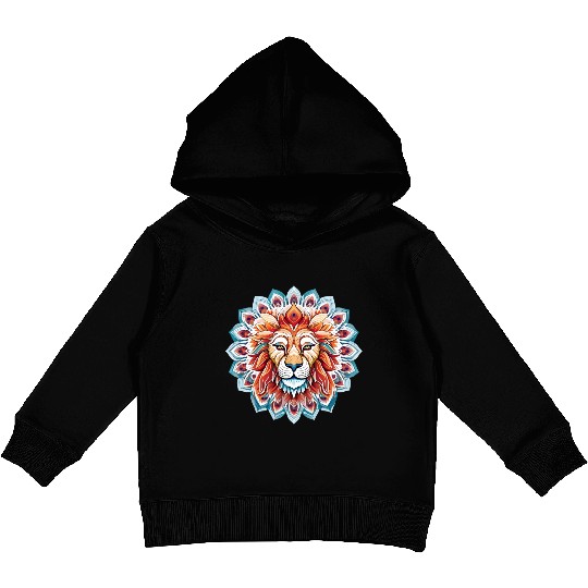 Lion Colored Mandala Art Kids Pullover Hoodies