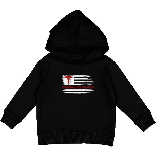 Nurse Kids Pullover Hoodies, Behavioral Health Nurse US Flag Kids Pullover Hoodies,