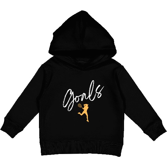 Goals - Text and Lady Tennis Graphic Kids Pullover Hoodies