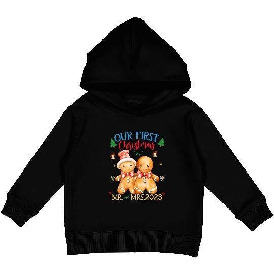 gingerbread couple first Christmas Mr. and Mrs. Kids Pullover Hoodies